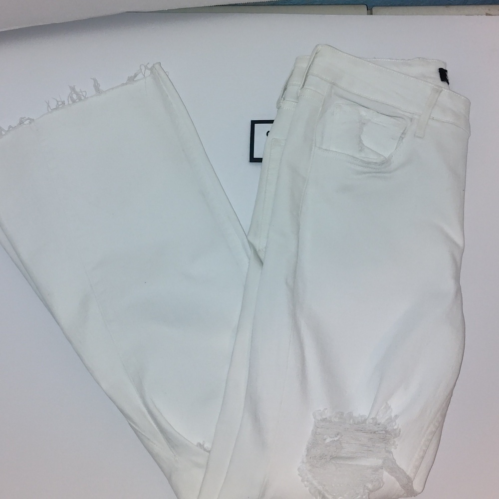 3x1 Flare Distressed Jeans White Size 25